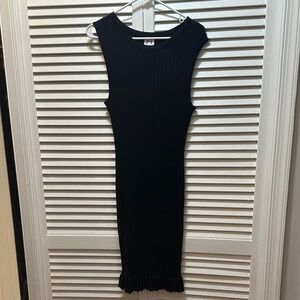 J + L John & Jenn Chic Black Ribbed Midi Dress Size L